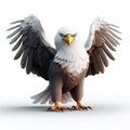 Simple Cel Shaded 3d Eagle Full Body Looking At Camera