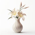 Simple Ceramic Vase With Lily - White Background Royalty Free Stock Photo