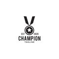 Simple champion medal logo design template