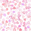 Simple chaotic hearts seamless pattern on white background