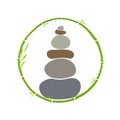 Logo design Rock balance in circle bamboo