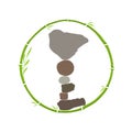 Logo design Rock balance in circle bamboo