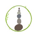 Logo design Rock balance in circle bamboo