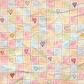 Simple Checkered Heart Worn Folded Grunge Paper Background Royalty Free Stock Photo