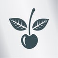 Simple Cherry Fruit Icon with Leaves Royalty Free Stock Photo