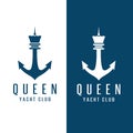 Simple chess figure queen and anchor vector design Royalty Free Stock Photo
