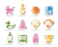 Simple Child, Baby and Baby Online Shop Icons Royalty Free Stock Photo