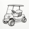 Simple Childish Golf Cart Line Drawing On White Background Royalty Free Stock Photo