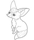 Simple children's coloring book cute desert animal character fox fennec