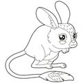 Simple children's coloring book cute desert animal character jerboa