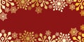Simple christmas background with gold snowflake on red scarlet background, vector illustration for design and decoration