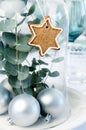 Simple christmas decoration for dinner table centerpiece Royalty Free Stock Photo