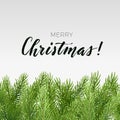 Simple Christmas design with spruce branches and lettering on a light background. illustration. Royalty Free Stock Photo