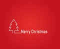 Simple Christmas illustration with christmass tree on red background. Can be used as christmas card or invitation