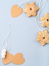 Minimalist Christmas gingerbread cookies frame. Royalty Free Stock Photo