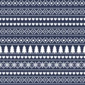 Simple Christmas pattern - Xmas trees, snowflakes on blue background. Royalty Free Stock Photo