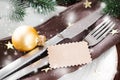 Christmas table place setting in vintage or rustic style Royalty Free Stock Photo