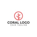 Simple Circle Coral Logo Design Template