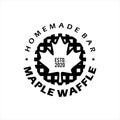 Simple circle maple leaf with waffle vector