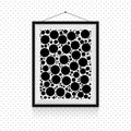 Simple circles photo frame on the wall - black and white background template Royalty Free Stock Photo