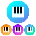 Simple, circular, gradient piano keys icon. Four color variations