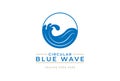 Simple Circular Ocean Blue Wave Logo Design Vector