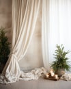 Simple and Clean Boho Christmas Studio Backdrop. Creative minimalist holiday background. Royalty Free Stock Photo