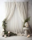 Simple and Clean Boho Christmas Studio Backdrop. Creative minimalist holiday background. Royalty Free Stock Photo