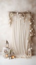 Simple and Clean Boho Christmas Studio Backdrop. Creative minimalist holiday background. Royalty Free Stock Photo