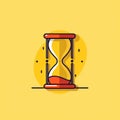 A simple and clean cartoon style hourglass on yellow background generative AI Royalty Free Stock Photo