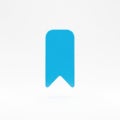 Bright Blue 3D Bookmark Icon on White Background symbol Royalty Free Stock Photo