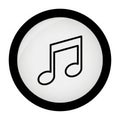 Simple black and white icon of a musical eighth note within a circular frame symbol Royalty Free Stock Photo