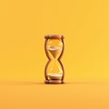 A simple and clean hourglass 3D on yellow background generative AI Royalty Free Stock Photo