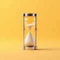 A simple and clean hourglass 3D on yellow background generative AI Royalty Free Stock Photo