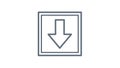 A simple icon of a downward arrow in a square box on a white background Royalty Free Stock Photo