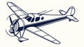 A simple and clean illustration of a classic single-engine propeller plane, vector design Generative AI Royalty Free Stock Photo