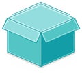 Simple clean illustration of an open empty teal cardboard shipping box Royalty Free Stock Photo