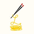 Initial L Noodle Chopstick logo