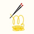 Initial M Noodle Chopstick logo