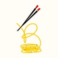 Initial R Noodle Chopstick logo