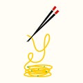 Initial Y Noodle Chopstick logo