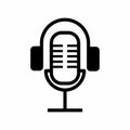 Simple and Clean Microphone And Headphone Podcast Icon Vector