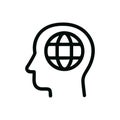 Simple Outline Globe Head Thinking Process Icon Royalty Free Stock Photo