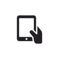 Minimalist Hand Holding Tablet Device Silhouette Icon Symbol Style Royalty Free Stock Photo