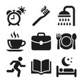 Modern Silhouette Daily Activity Routine Illustration Concept Icon Royalty Free Stock Photo
