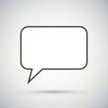A simple, clean speech bubble illustration with a blank interior set against a light gray Royalty Free Stock Photo