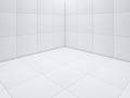 Simple Clean White tile floor corner 3D rendering - Illustration Royalty Free Stock Photo