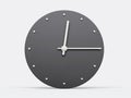 Simple clock gray 12:15 Quarter past twelve o clock. Modern Minimal Clock. 3D illustration Royalty Free Stock Photo