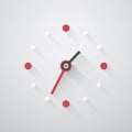 Simple clock with red and white dots