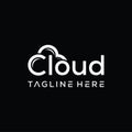 Simple cloud logo word mark symbol storage database server logo design.